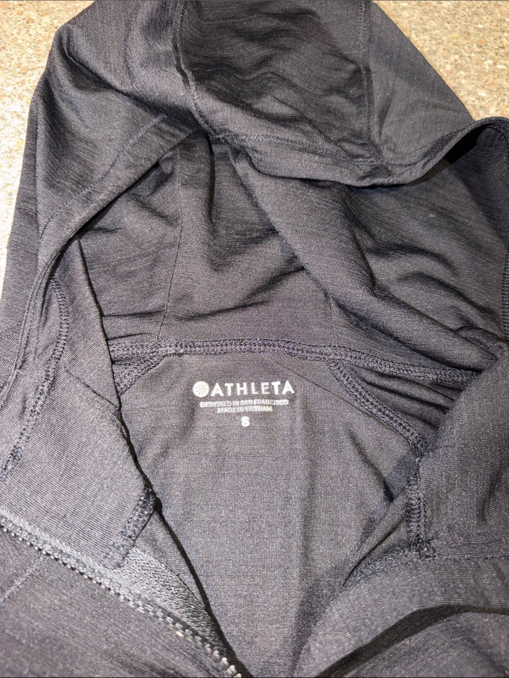 Athleta Black Hooded Zip Ruched Jacket - Picture 2 of 3